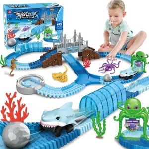 Shark Race Car Toy Flexible Racetrack